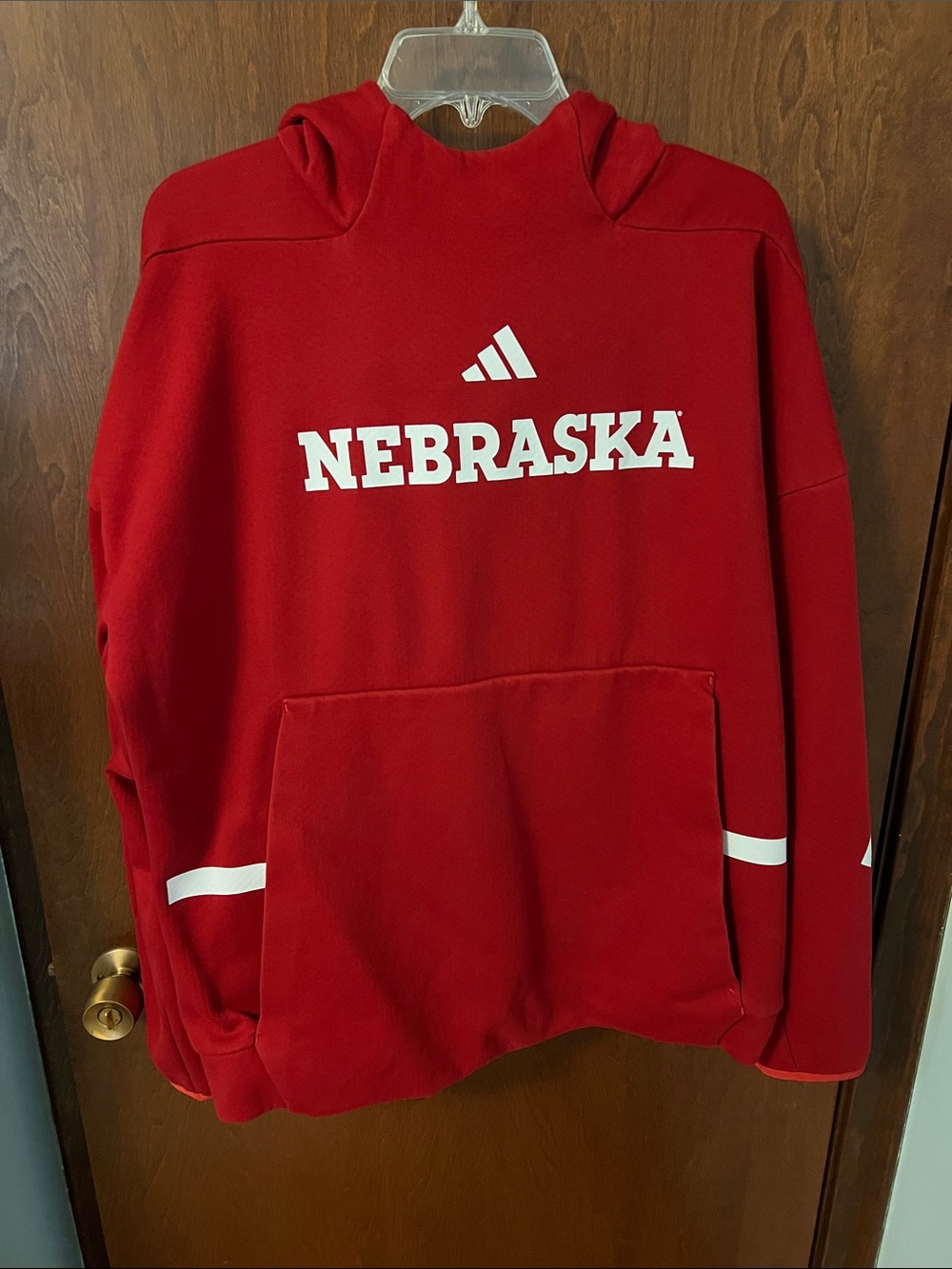 adidas Red Nebraska Hooded Pullover